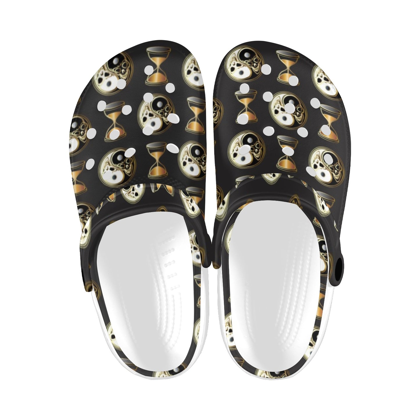 Yin Yang Skull Themed Design Print Unisex Clogs Shoes