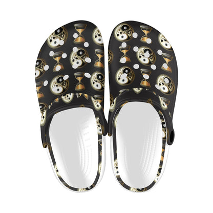 Yin Yang Skull Themed Design Print Unisex Clogs Shoes