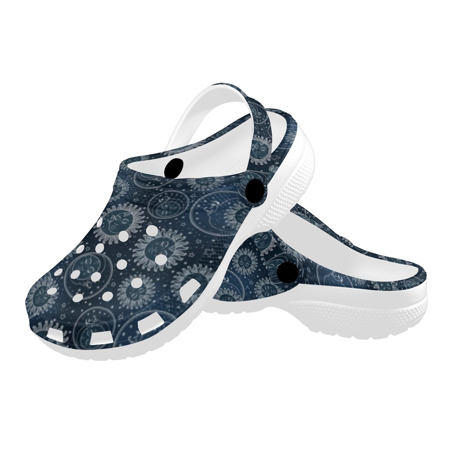 Sun Moon Tattoo Design Themed Print Unisex Clogs Shoes