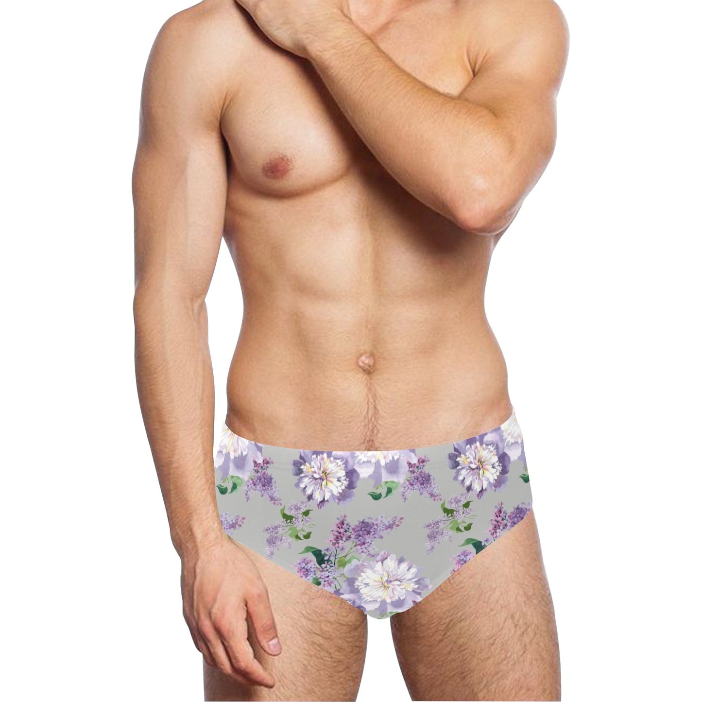 Lilac Pattern Print Design LI07 Men's Swimming Briefs