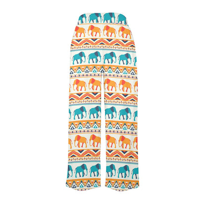 Elephant Aztec Ethnic Print Pattern Women's Wide Leg Lounge Pants