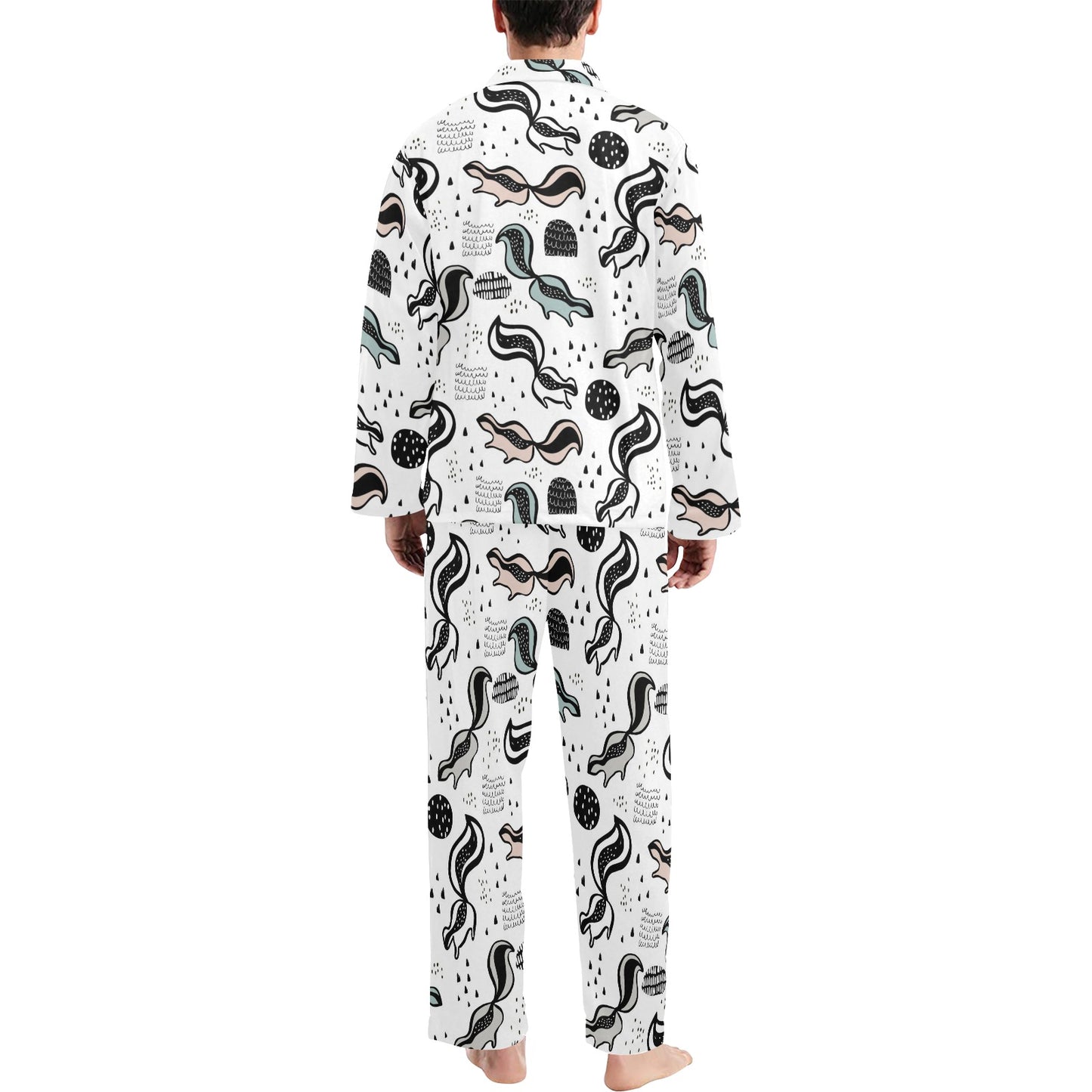 Skunk Print Design LKS303 Men's Long Pajama Set