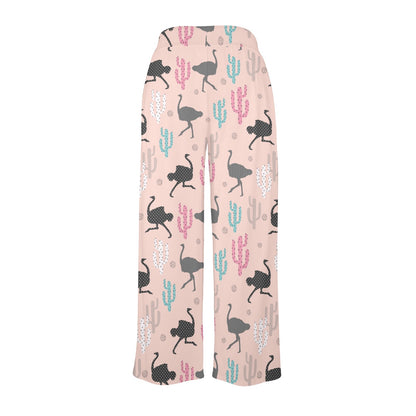 Ostrich Pattern Print Design 03 Women's Wide Leg Lounge Pants