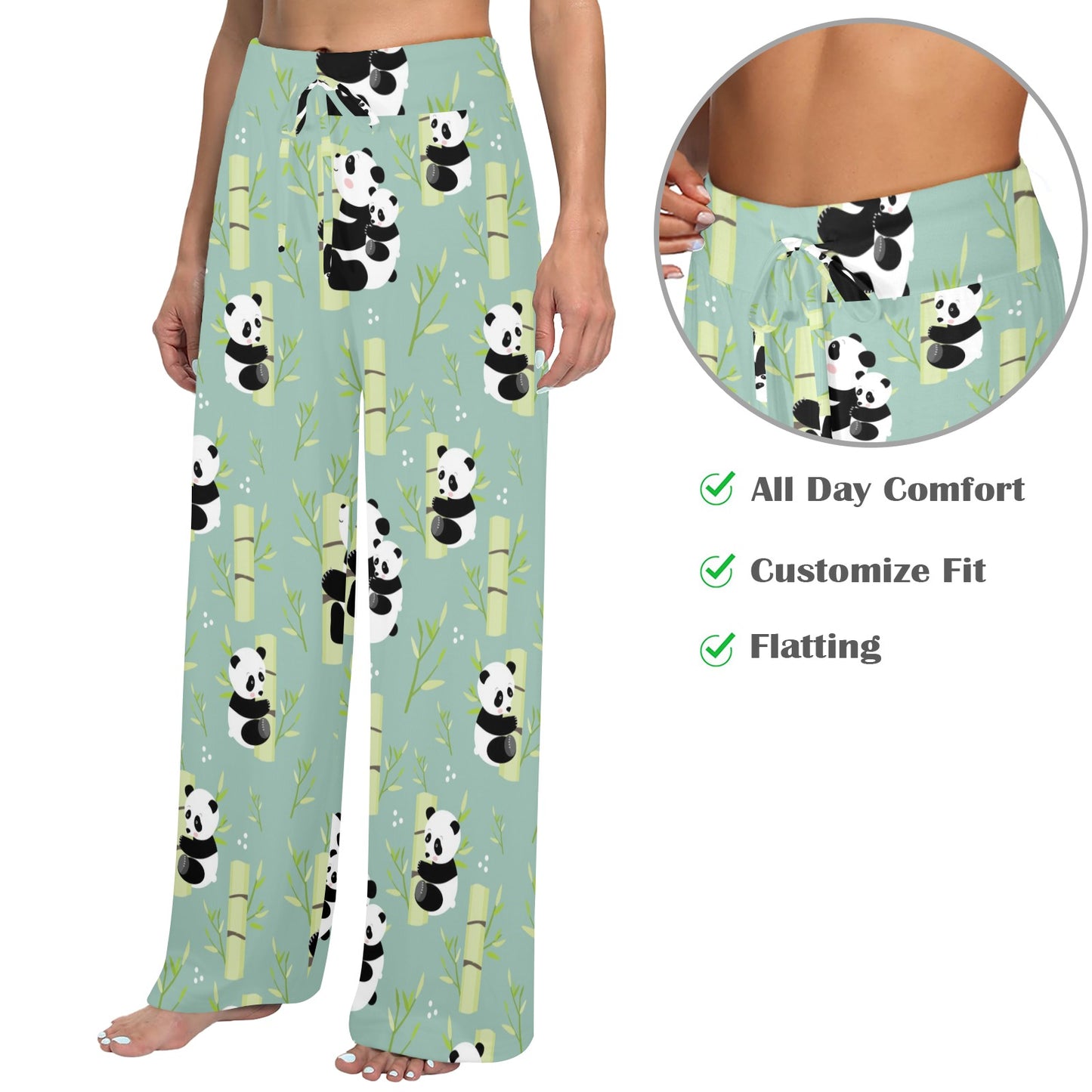 Panda Pattern Print Design A03 Women's Wide Leg Lounge Pants