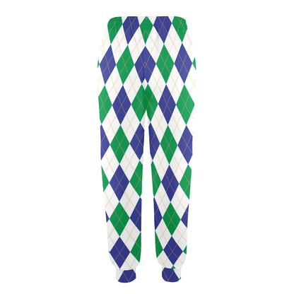 Argyle Green Blue Pattern Print Design 03 Women's Casual Track Pants