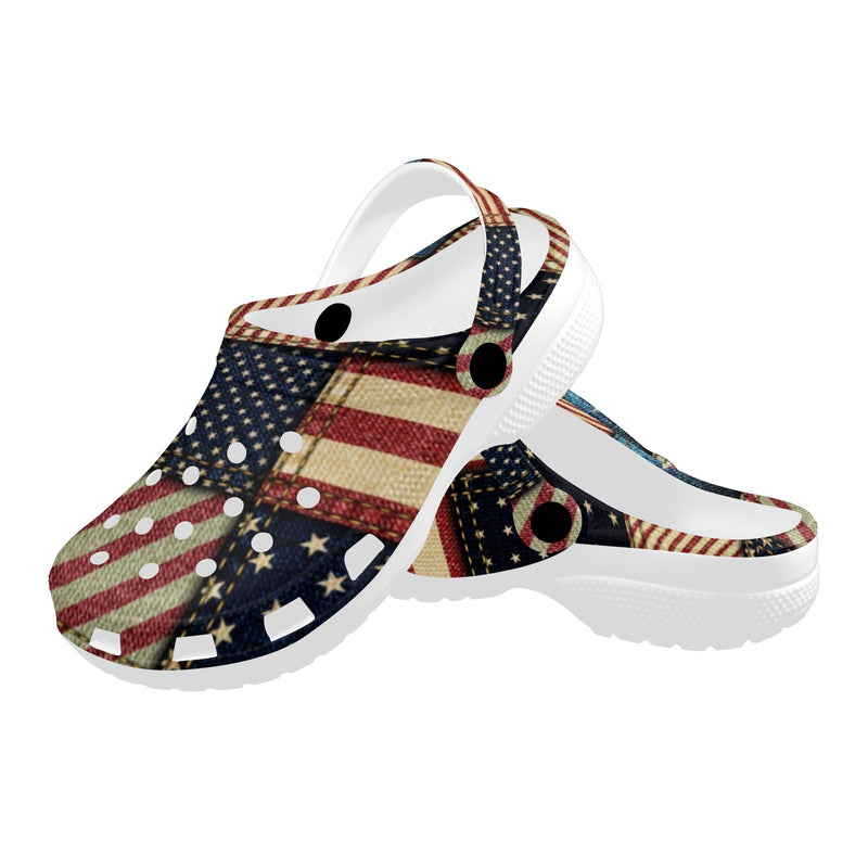 American flag Patchwork Design Unisex Clogs Shoes