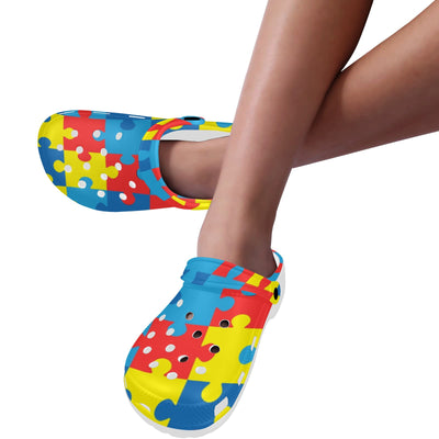 Autism Awareness Puzzles Design Print Unisex Clogs Shoes