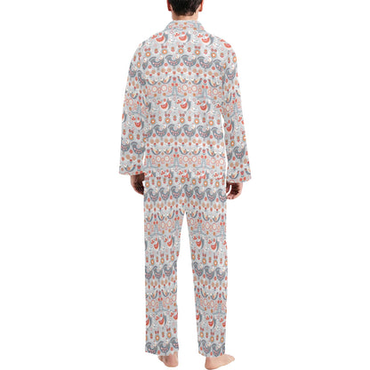 Swedish Nordic Design Print Men's Long Pajama Set