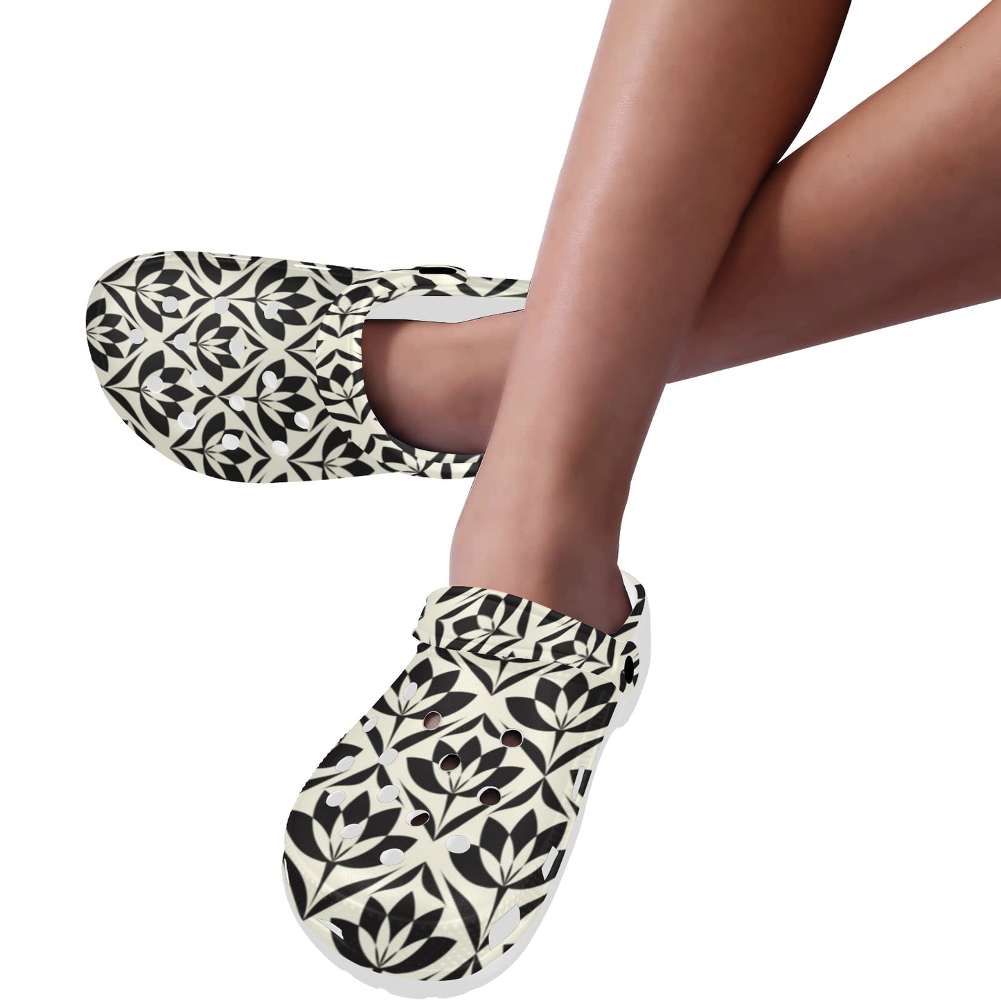 Lotus Pattern Print Unisex Clogs Shoes