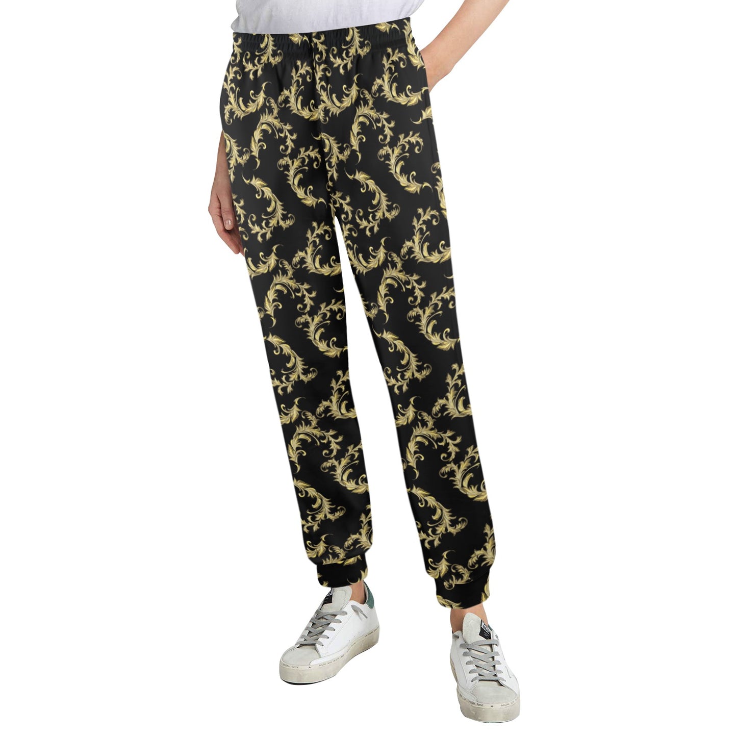 Baroque Golden Pattern Print Design 01 Women's Casual Track Pants