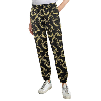 Baroque Golden Pattern Print Design 01 Women's Casual Track Pants