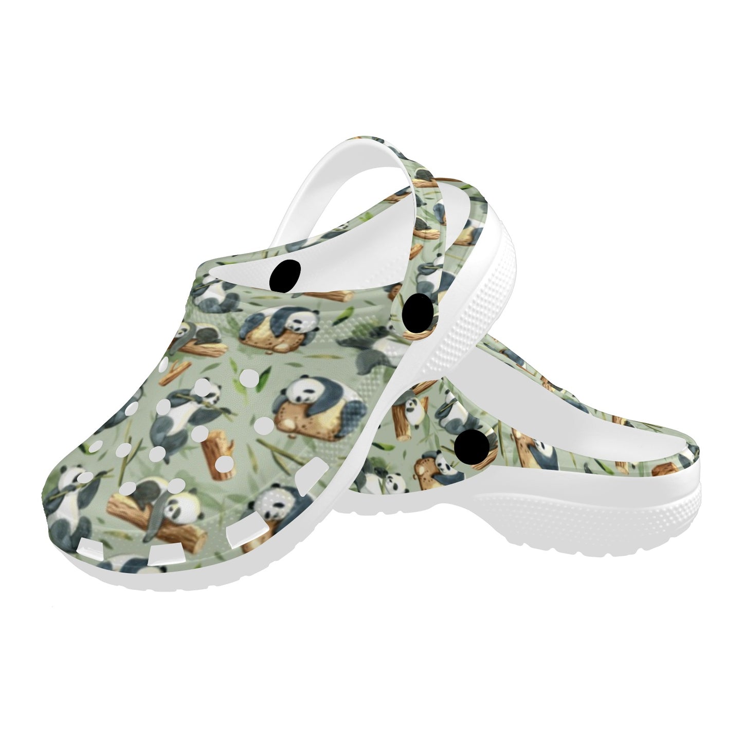 Panda Bear Design Bamboo Print Unisex Clogs Shoes