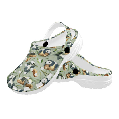 Panda Bear Design Bamboo Print Unisex Clogs Shoes