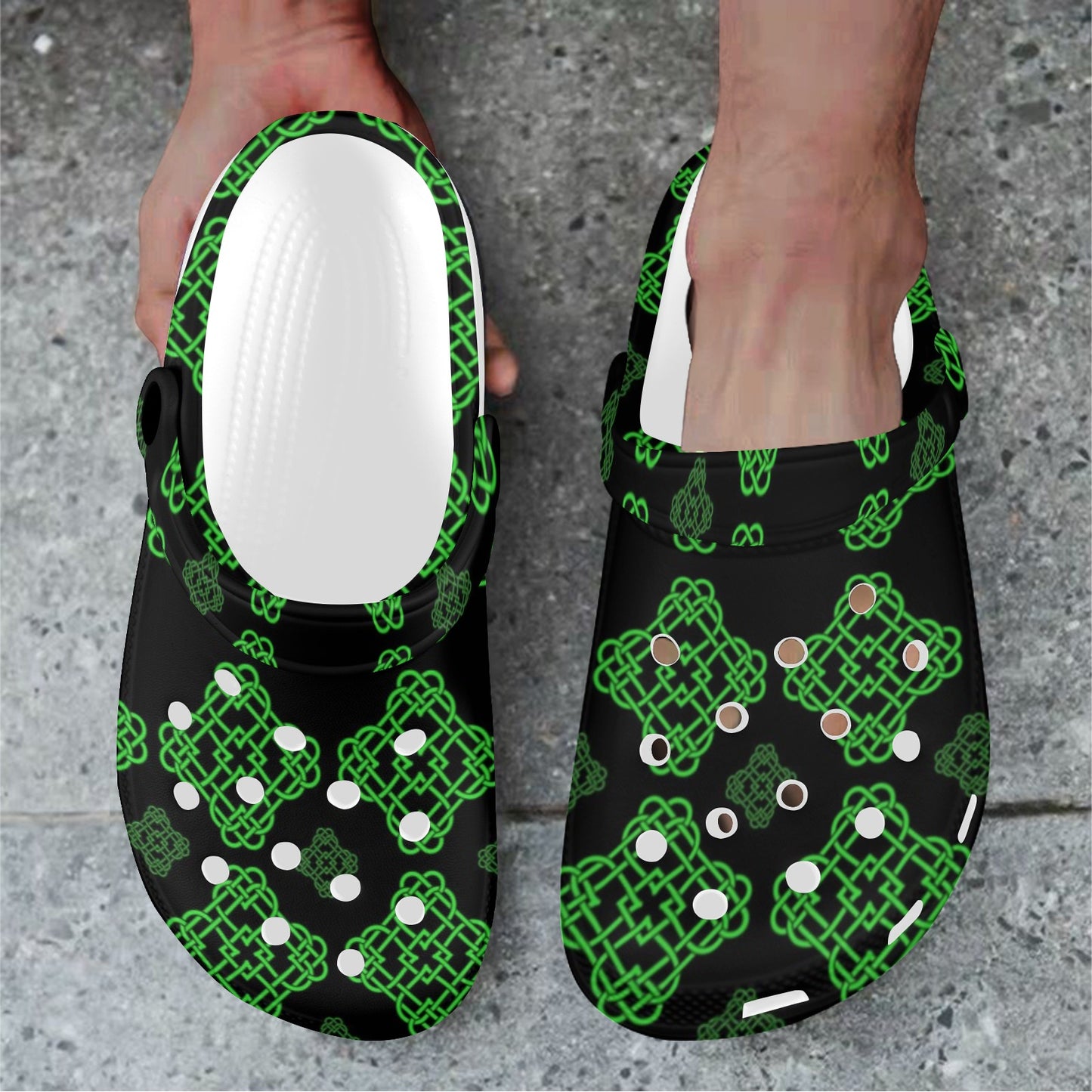 Celtic Knot Green Neon Design Unisex Clogs Shoes