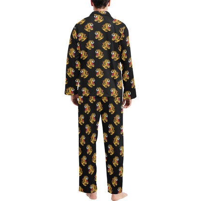Tiger Head Print Design LKS306 Men's Long Pajama Set