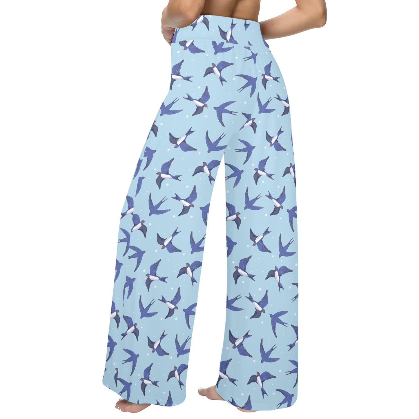 Swallow Bird Pattern Print Design 06 Women's Wide Leg Lounge Pants
