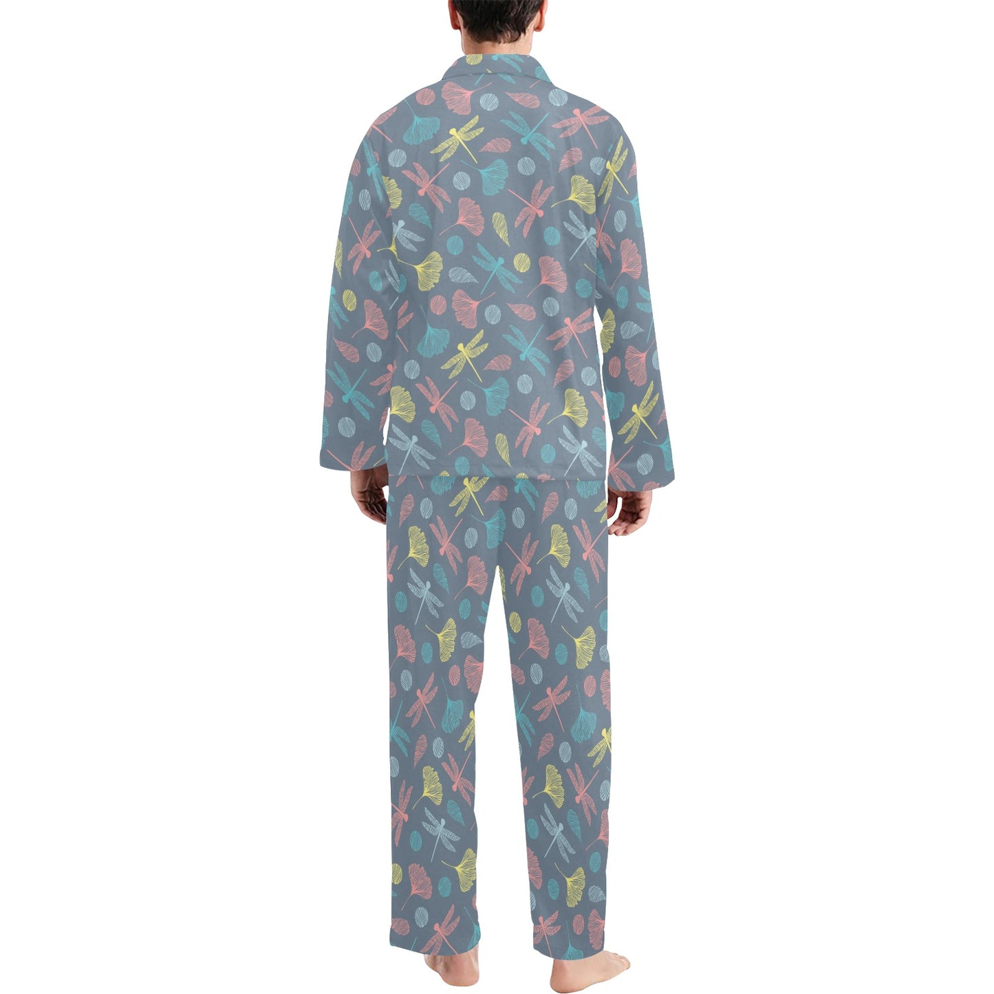 Dragonfly Print Design LKS403 Men's Long Pajama Set