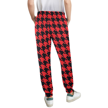 Houndstooth Red Pattern Print Design 03 Women's Casual Track Pants