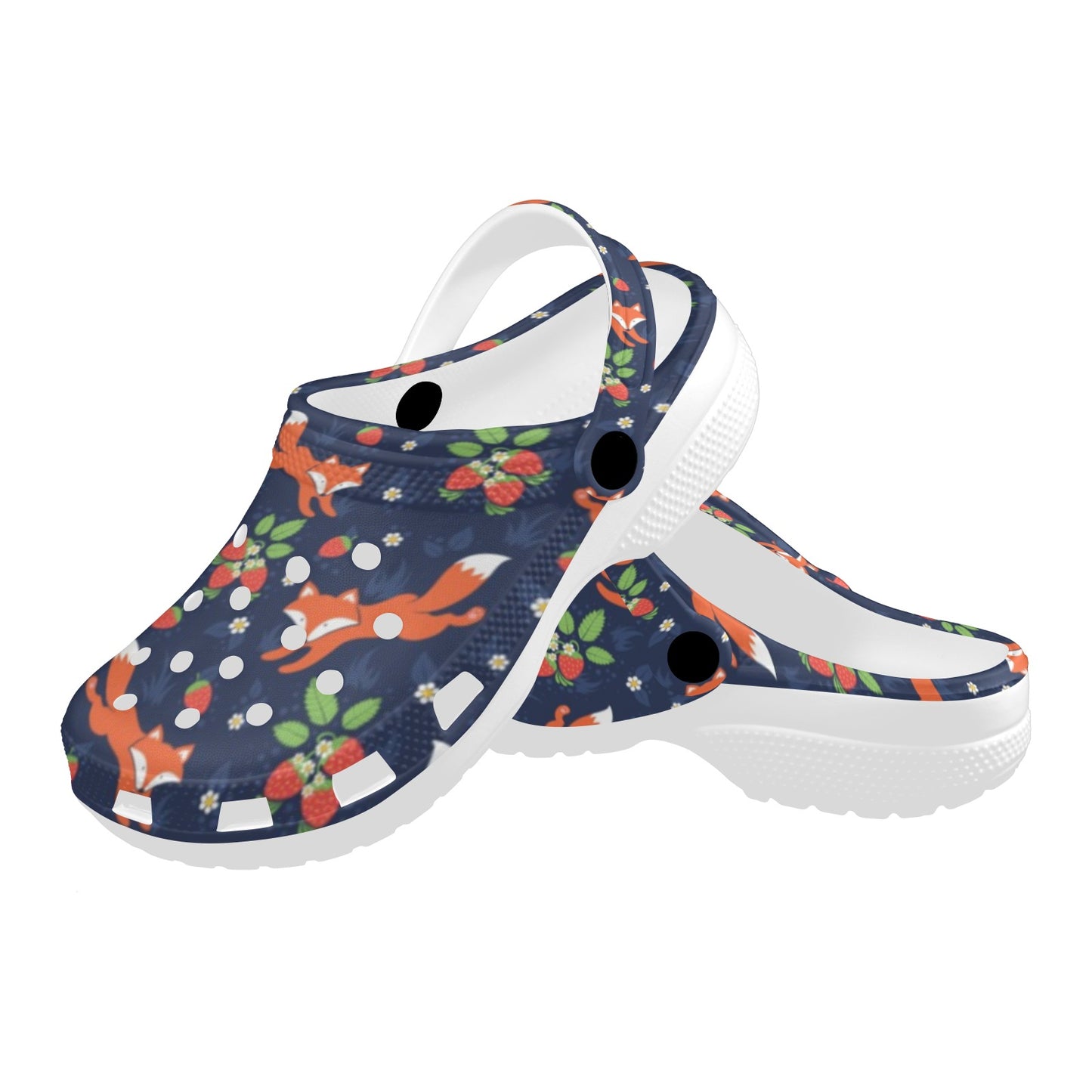 Fox Strawberry Print Pattern Unisex Clogs Shoes
