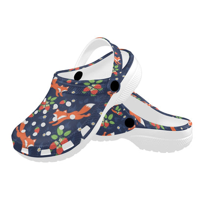 Fox Strawberry Print Pattern Unisex Clogs Shoes