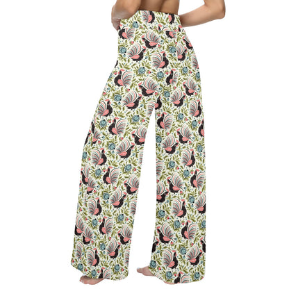 Rooster Print Design Women's Wide Leg Lounge Pants