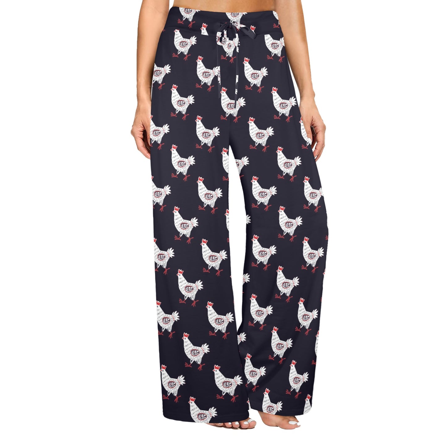Chicken Pattern Print Design 03 Women's Wide Leg Lounge Pants