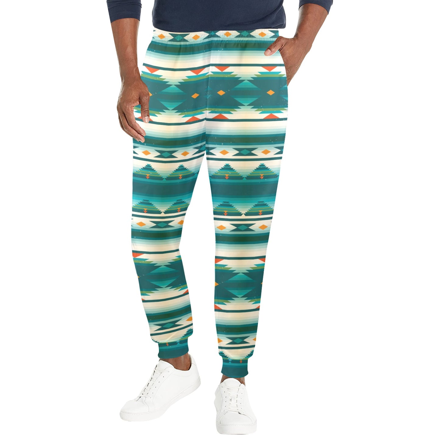 Blue Tribal Aztec Men's Casual Track Pants