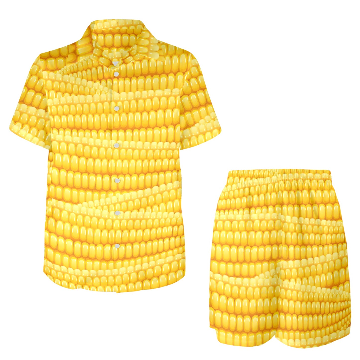 Agricultural Corn cob Pattern Men's Beach Shirt and Shorts Set