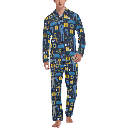 Scuba Equipment Print Design LKS305 Men's Long Pajama Set