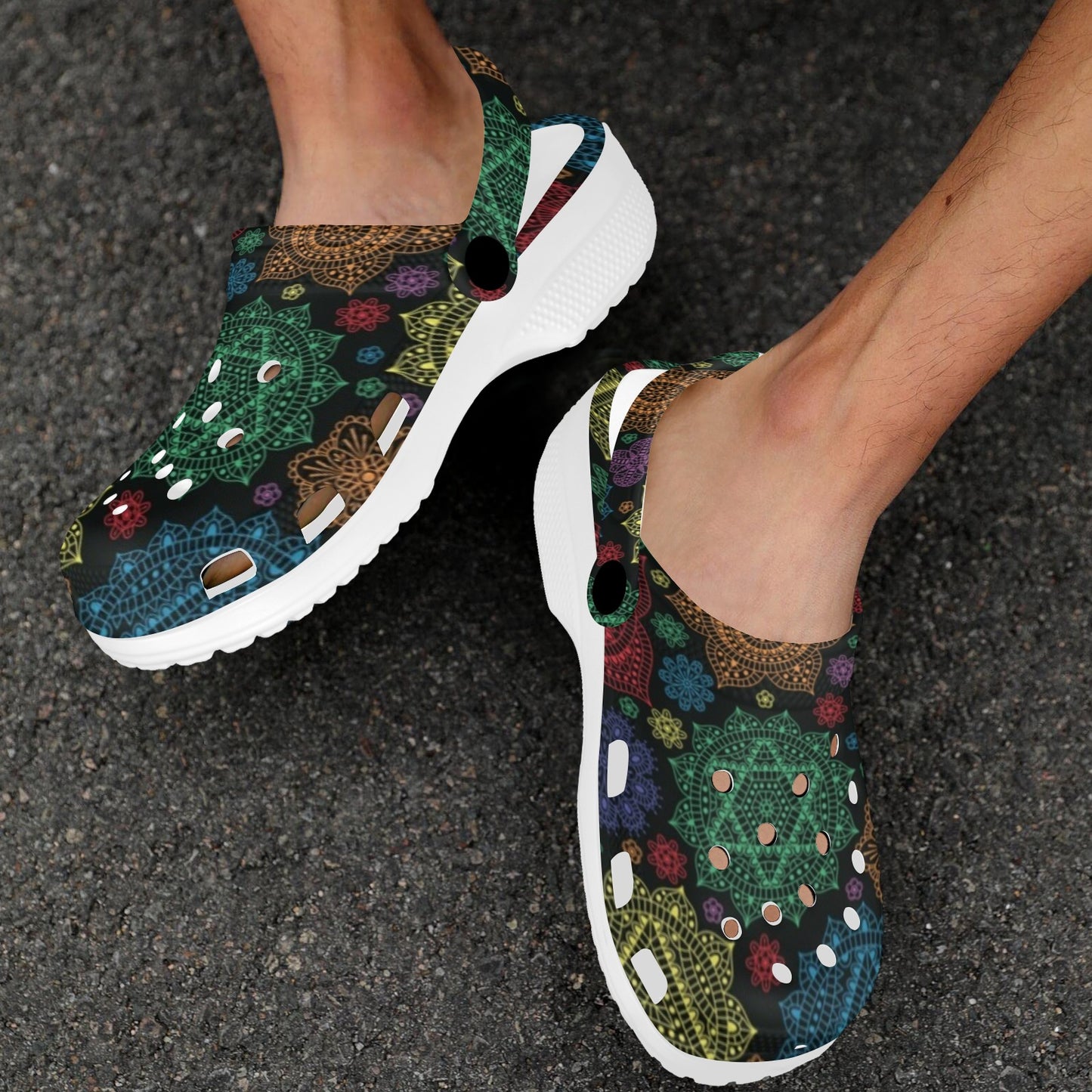 Chakra Mandala Print Pattern Unisex Clogs Shoes