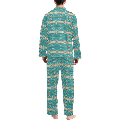 Southwest Native Design Themed Print Men's Long Pajama Set