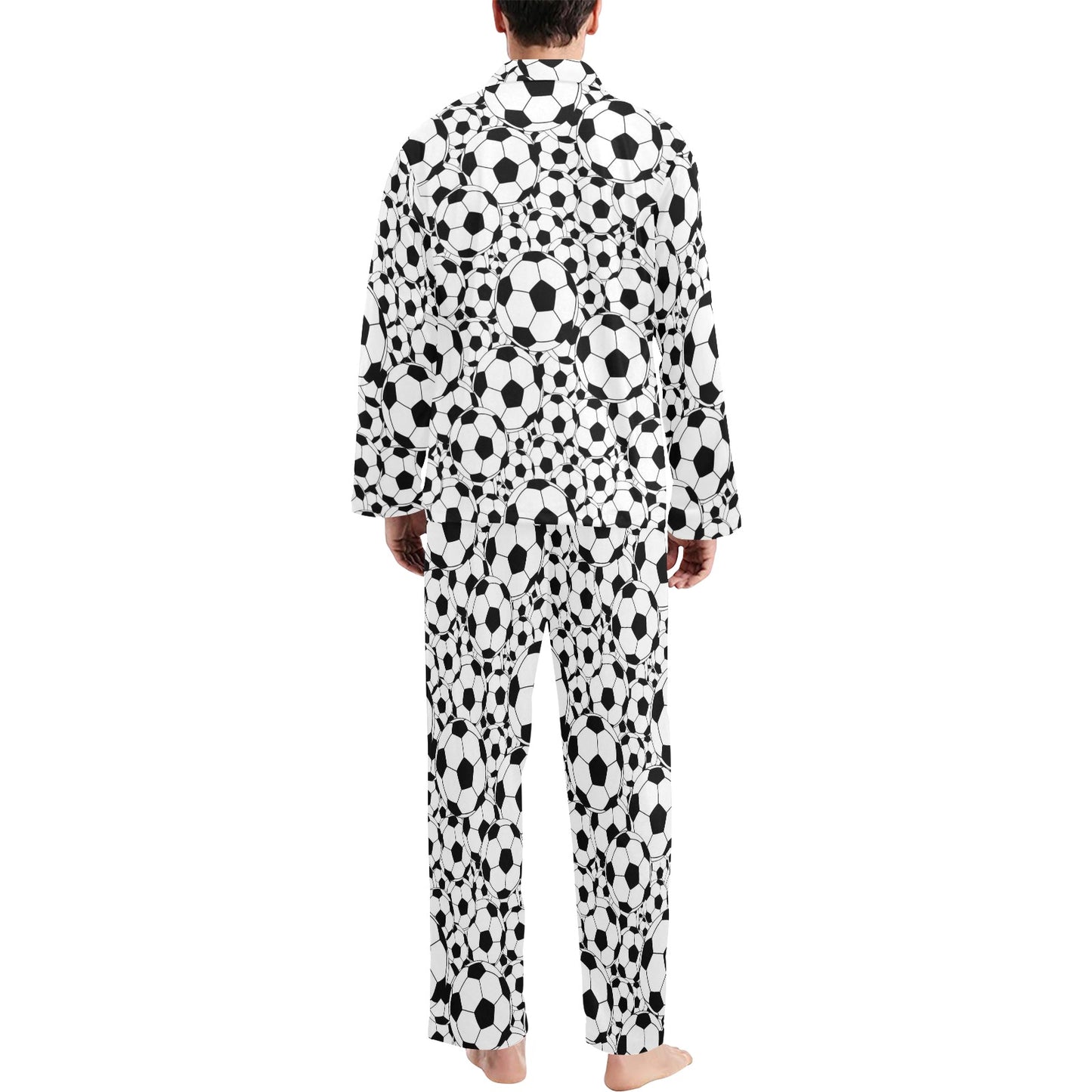 Soccer Ball Print Design LKS301 Men's Long Pajama Set