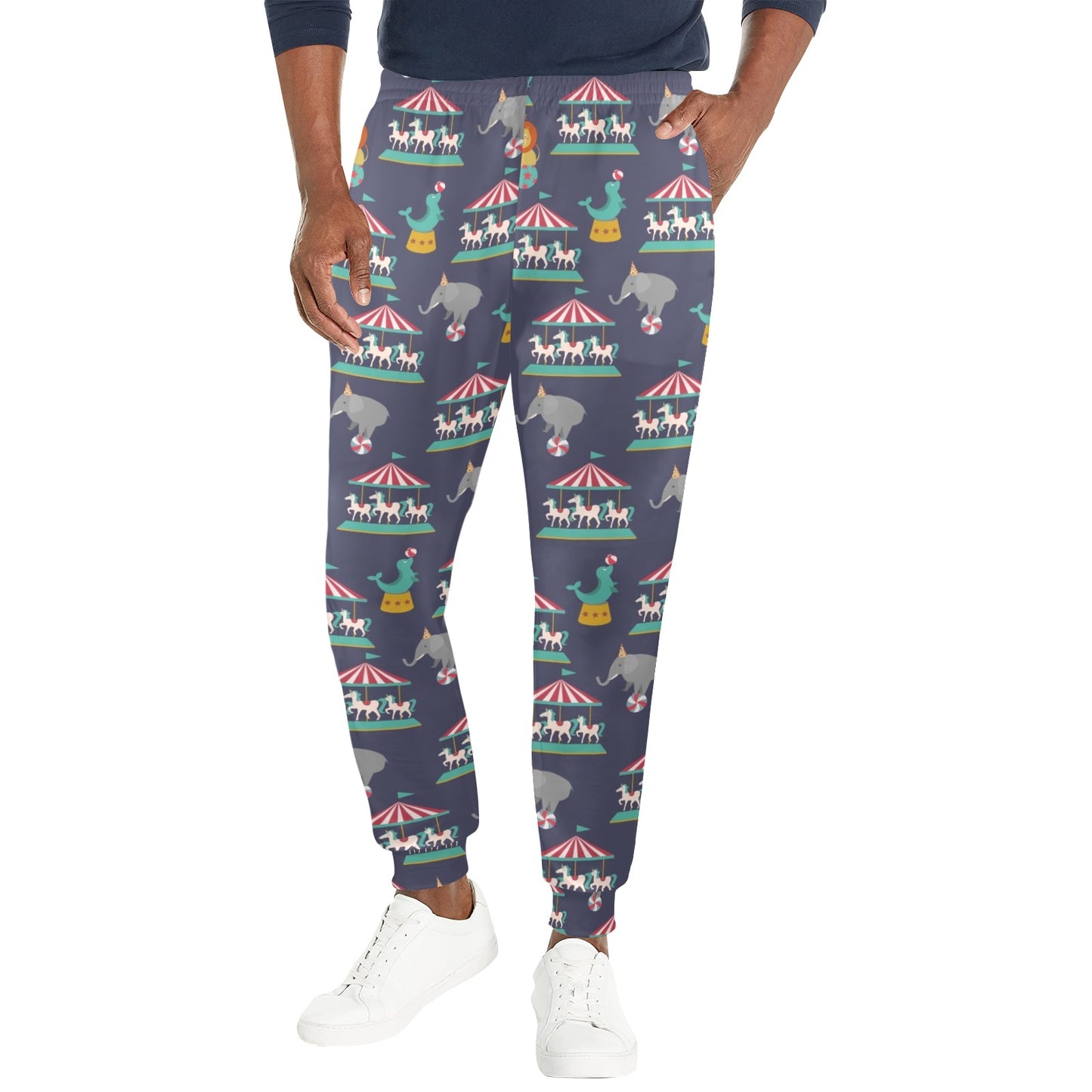 Circus elephant lion Design Print Pattern JJ036 Men's Casual Track Pants