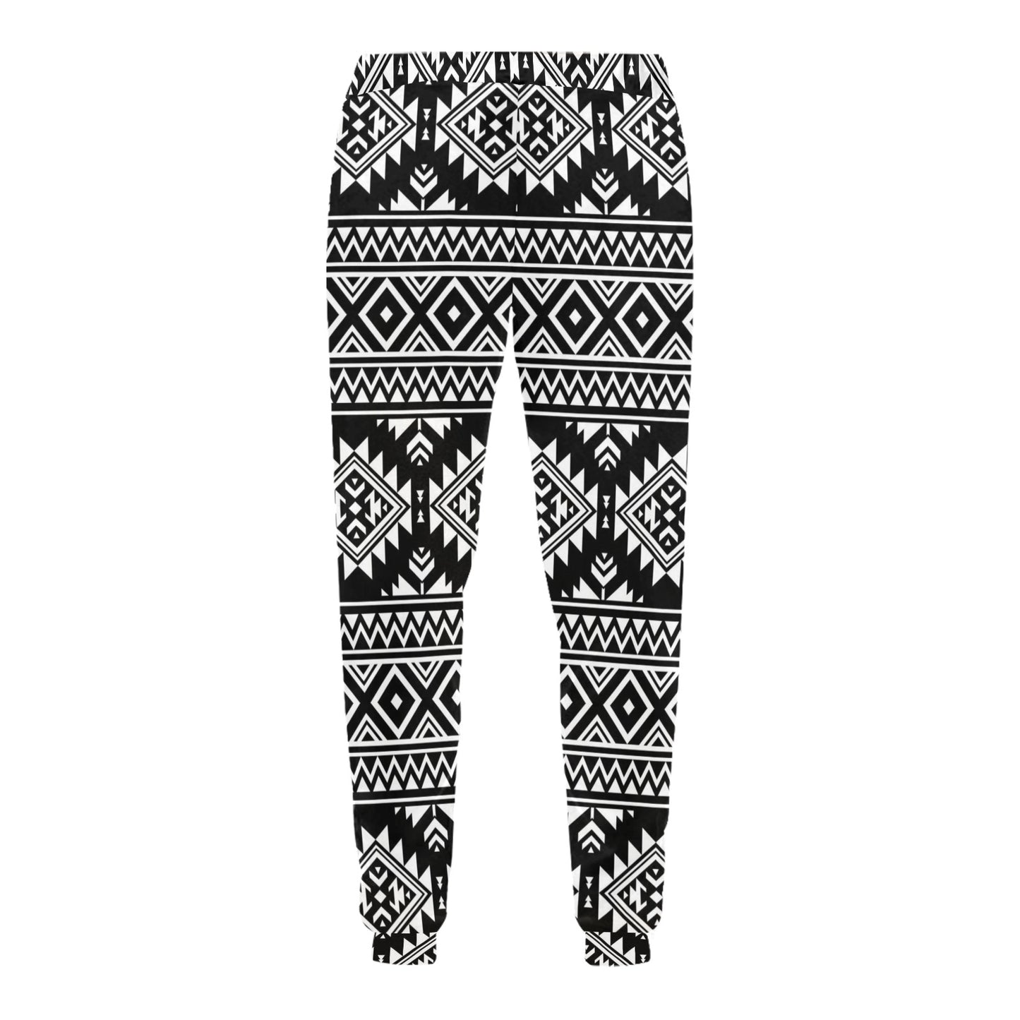 Aztec Black White Print Pattern Men's Sweatpants