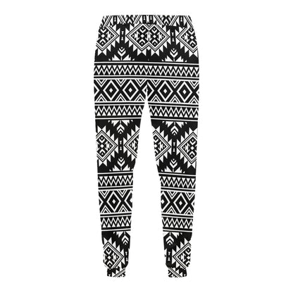 Aztec Black White Print Pattern Men's Sweatpants