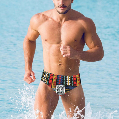 Kente Pattern Print Design 02 Men's Swimming Briefs