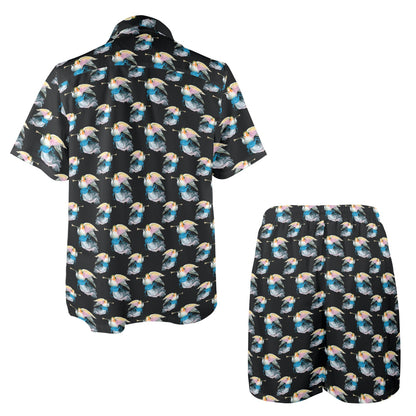 Angel with Wings Beautiful Design Print Men's Beach Shirt and Shorts Set