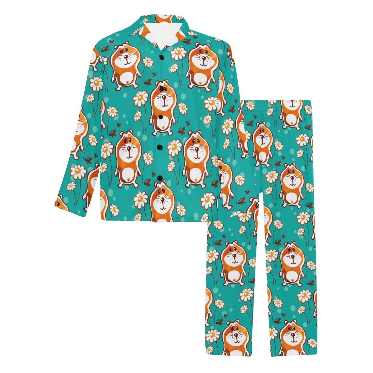 Hamster Pattern Print Design 01 Men's Long Pajama Set