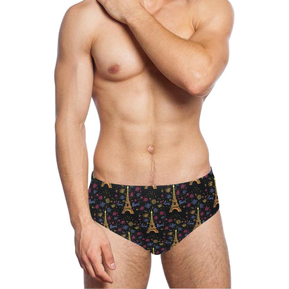 Eiffel Tower Love Paris Print Men's Swimming Briefs