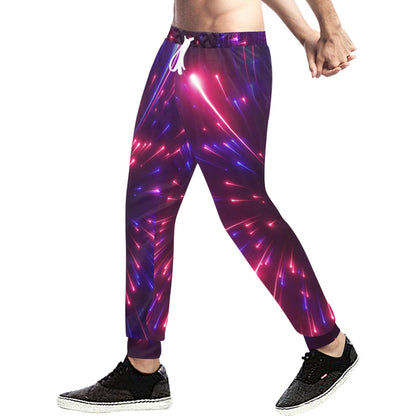 Celestial Purple Blue Neon Speed Light Men's Sweatpants