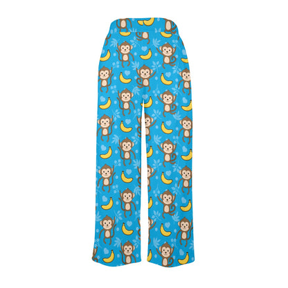 Monkey Pattern Print Design 05 Women's Wide Leg Lounge Pants