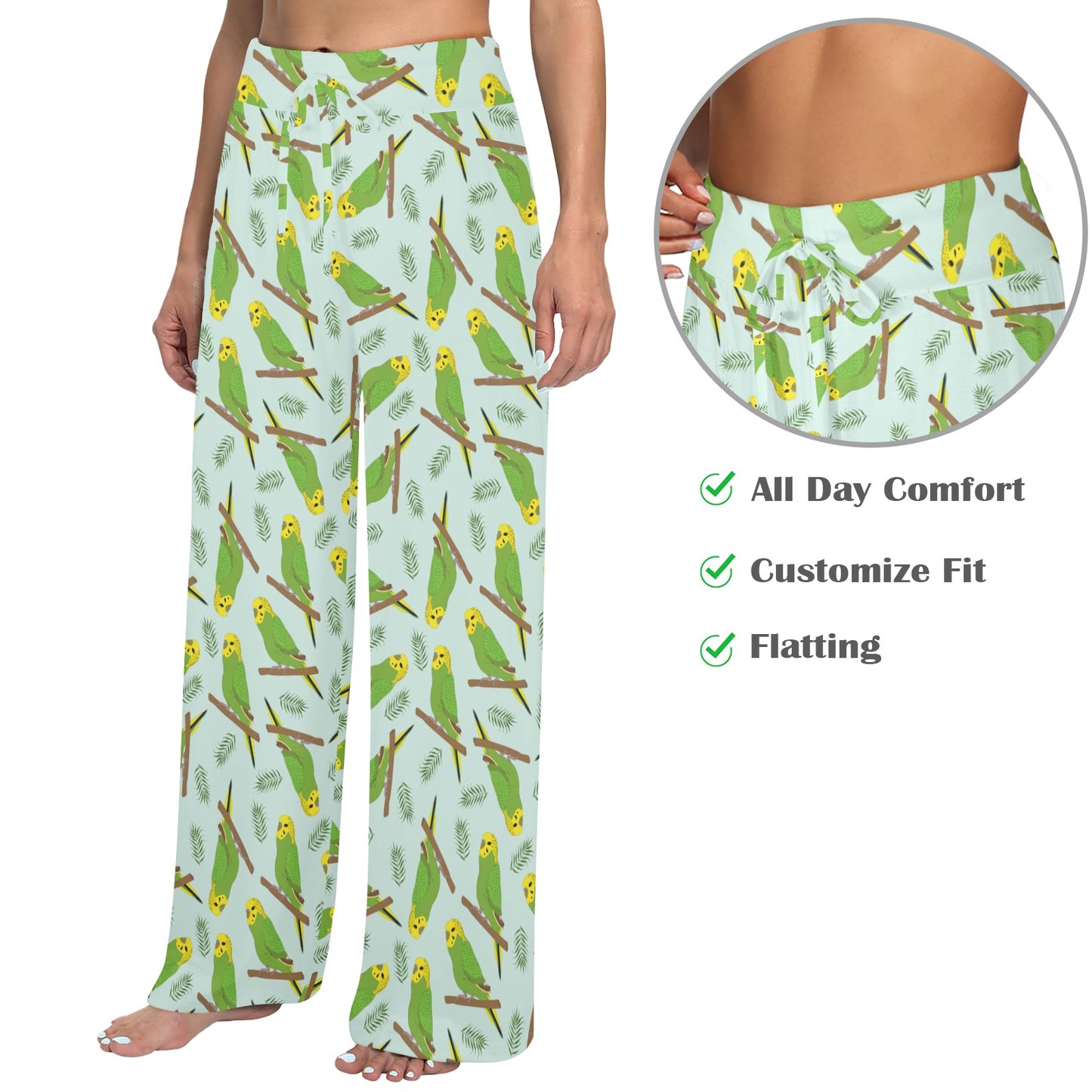Budgerigar Pattern Print Design 04 Women's Wide Leg Lounge Pants