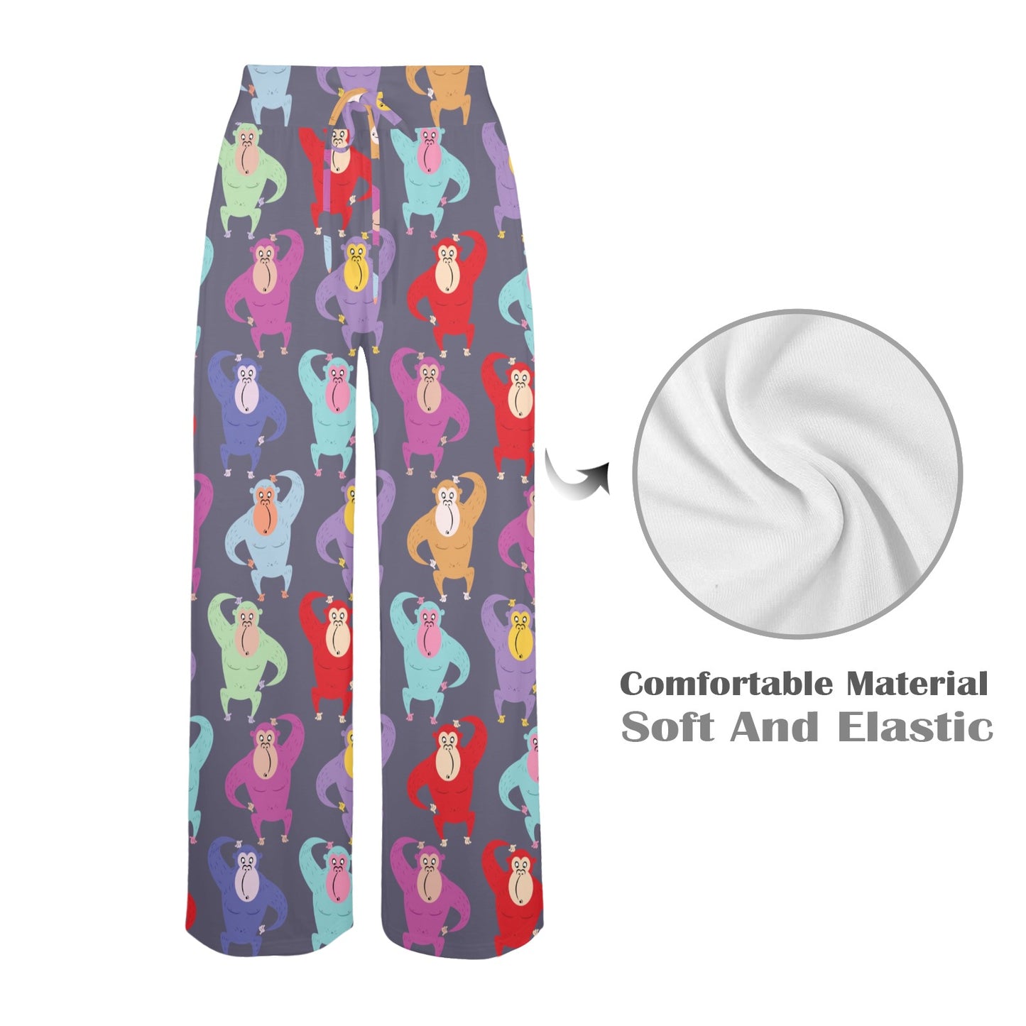 Chimpanzee Pattern Print Design 03 Women's Wide Leg Lounge Pants