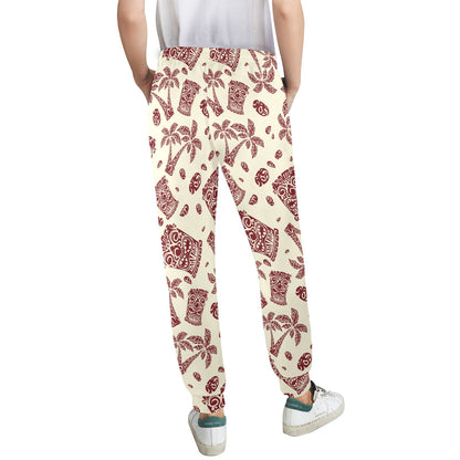 Tiki Tribal Mask Palm Tree Women's Casual Track Pants