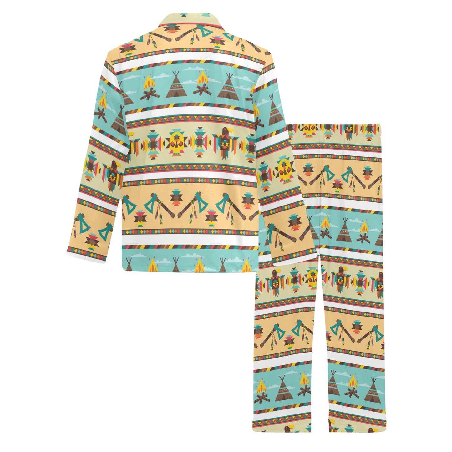 American indian Life Pattern Men's Long Pajama Set
