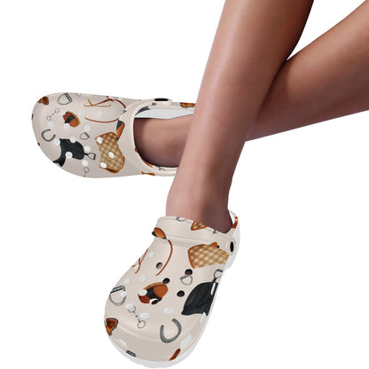 Equestrian Equipment Print Pattern Unisex Clogs Shoes