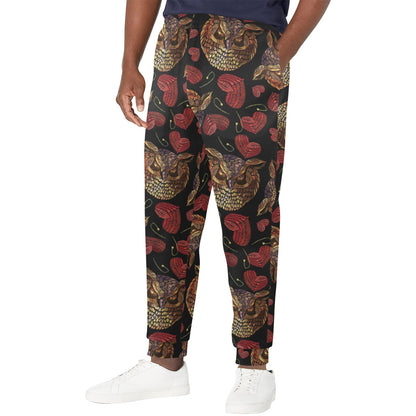Owl Pattern Print Design A08 Men's Casual Track Pants
