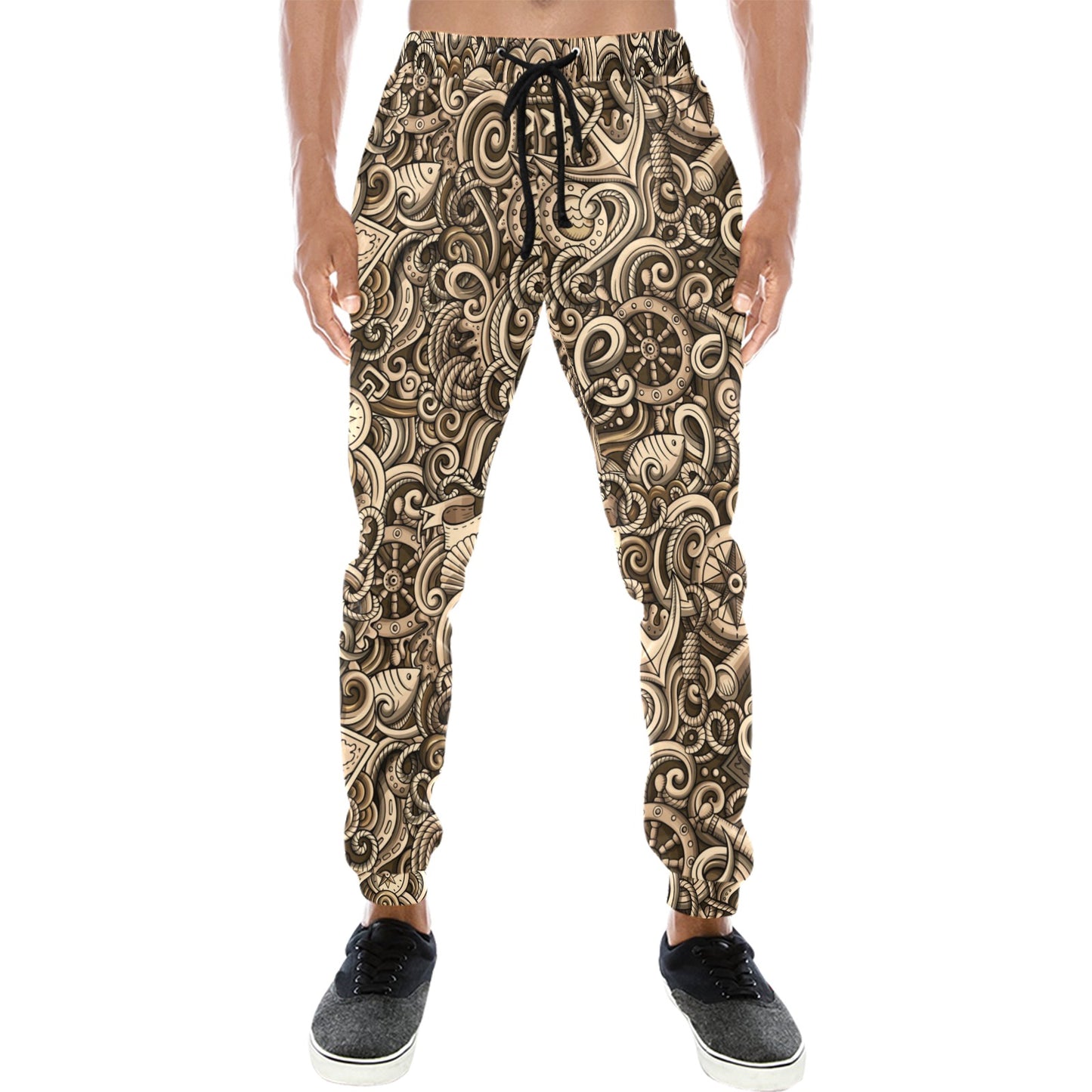 Nautical Tattoo Design Themed Print Men's Sweatpants