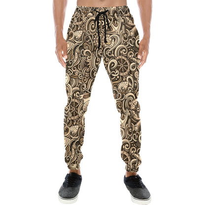 Nautical Tattoo Design Themed Print Men's Sweatpants