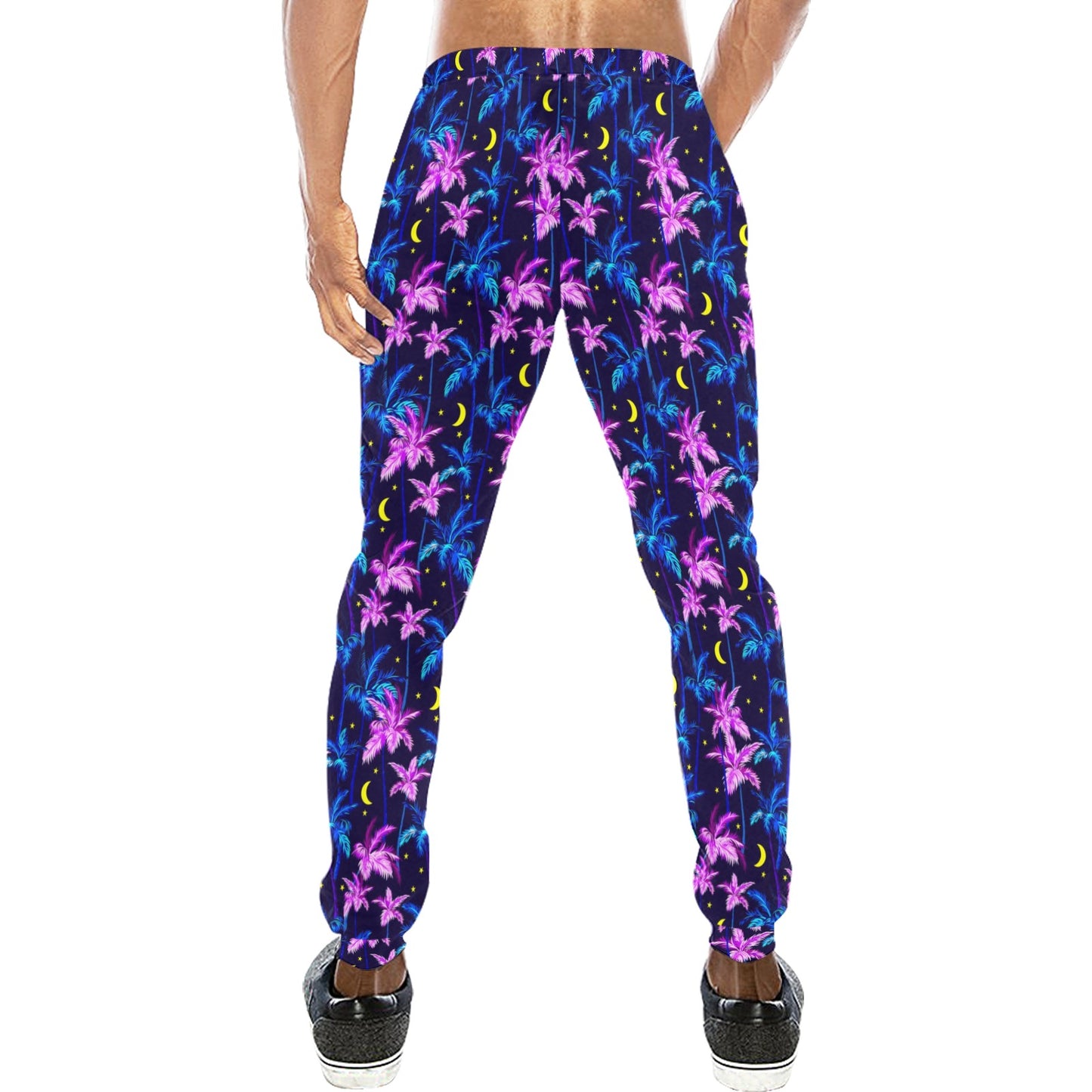 Palm Tree Night Scene Design Print Men's Sweatpants